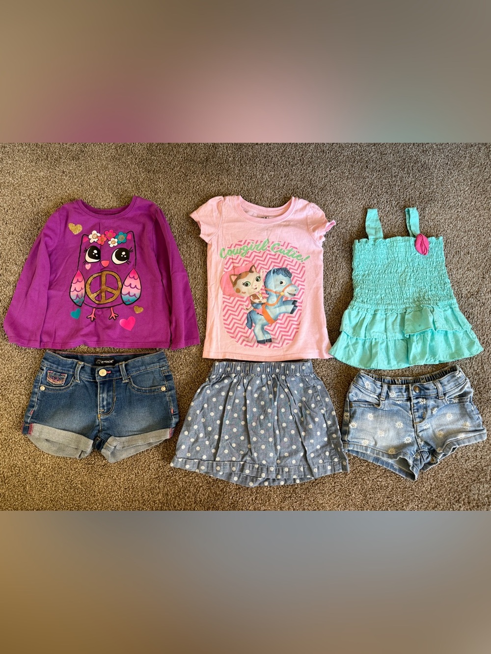 6 Pieces Clothes Toddler Kids Shorts Shirts Size 2T to 3T